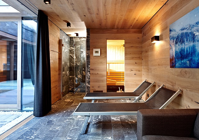 Sauna und Ruheraum im Appartement